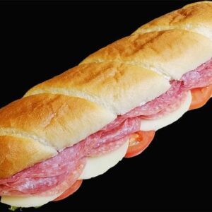 salami and pepperoni sub with cheese and tomato