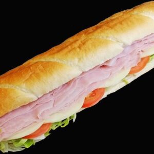 foot long ham and cheese sub with tomato lettuce